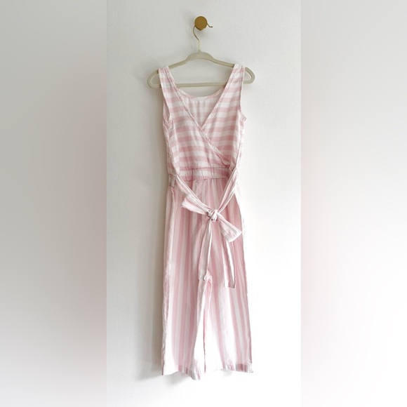 Carter's Light Pink and White Striped Jumpsuit with Tie Back Bow Girls 4T - Picture 4 of 4